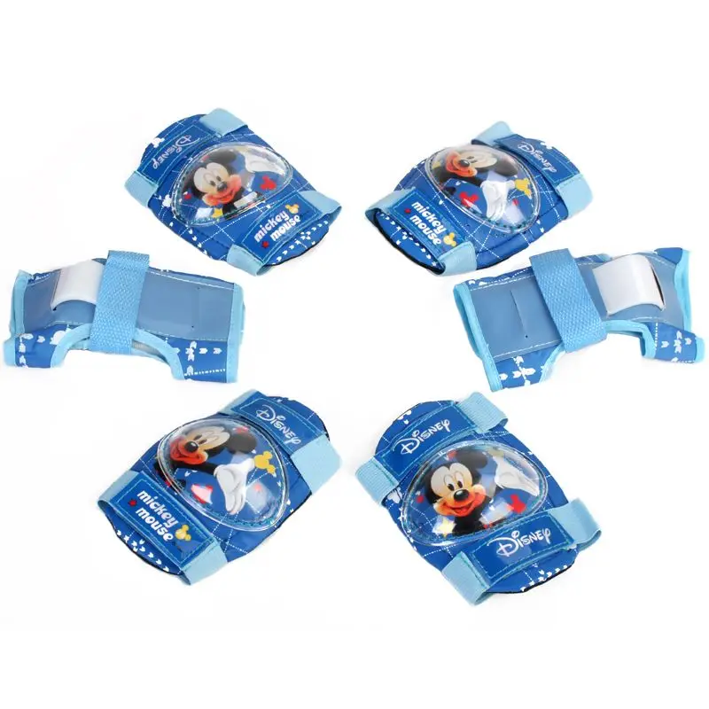 DISNEY Mickey Children's Protective Gear Set Creative Wrist Guards Knee Pads Elbow Pads Six-piece Scooter Protective Gear Gift