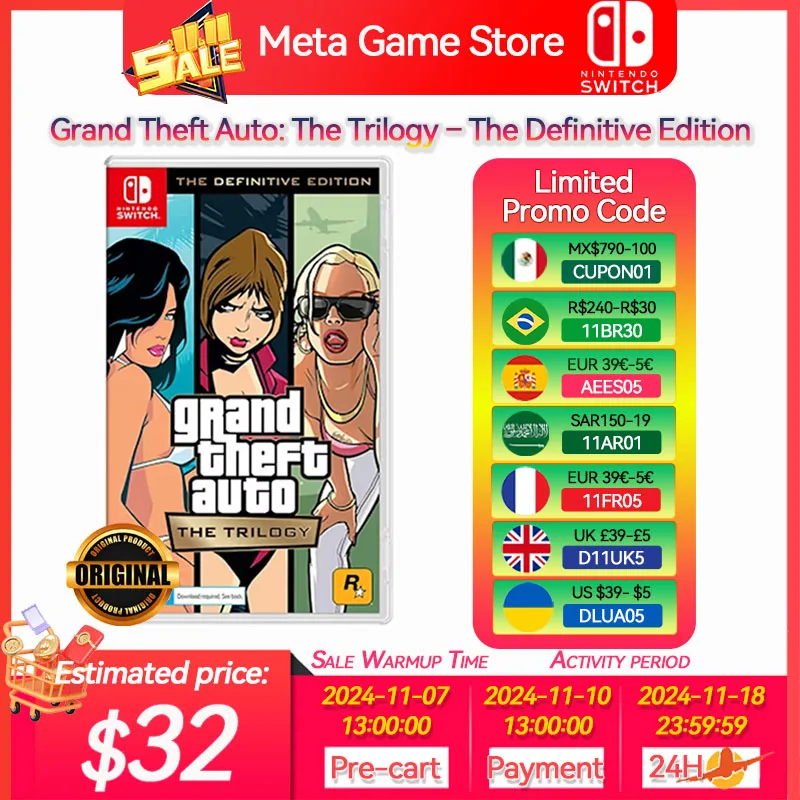 Grand Theft Auto: The Trilogy The Definitive Edition Nintendo Switch Game Deals Physical for Nintendo Switch OLED Switch Lite