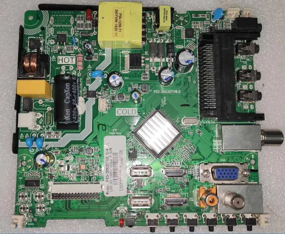 P50-3663STV8.0  Three in one TV power board motherboard  92--120v  180ma  50w  working  good