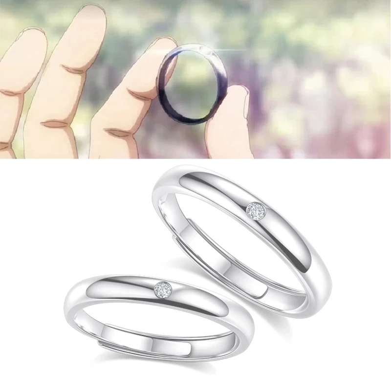 2Pieces/set Personalize Ring Anniversary Wedding Props Couple Rings for Women Men Promise Engagement Wedding Ring Set