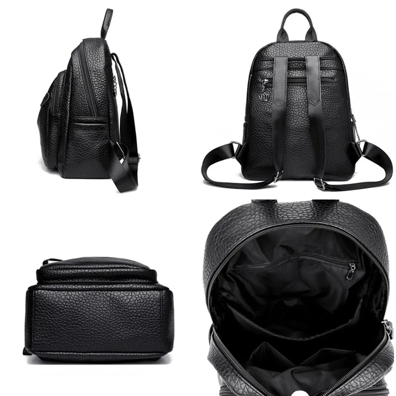 Imagem -06 - Mochila de Couro para Mulheres Bolsa de Viagem Clássica Bolsa Escolar para Meninas Marca de Luxo Moda