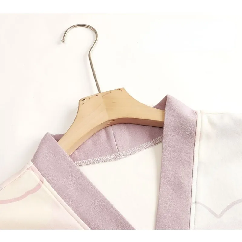 2023 New Pure Cotton Pajama Women Spring Autumn Sweet Loungewear Cute Cardigan Girls Homewear Korean Casual V-neck Sleepwear Set