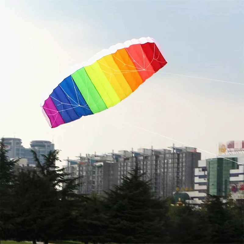 free shipping rainbow dual line stunt power kite large Parafoil kites for adults flying kitesurf new beginner factory parachute