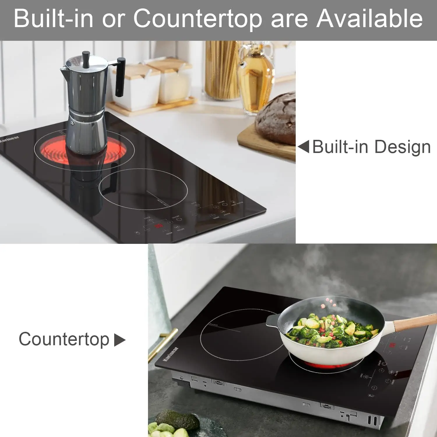 2 Burners Electric , 120v Plug in Ceramic , 12 Inch & Built-in Electric Stove Top with Child S