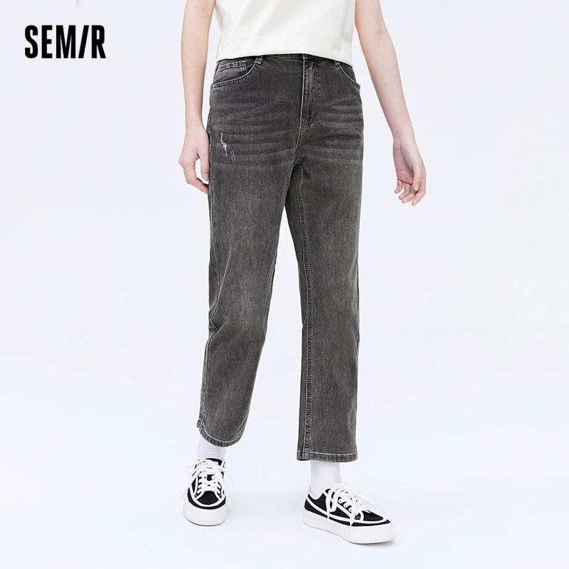 SEMIR-Jean Court Fendu pour Femme, Pantalon d'Été Cool, Antifavorable, Jambes Droites, Street Simple