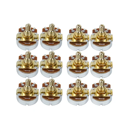 Imagen 2 del producto FLEOR 12 Uds potenciómetro de guitarra eje corto ollas doradas 500K 250K elegir piezas de guitarra eléctrica
