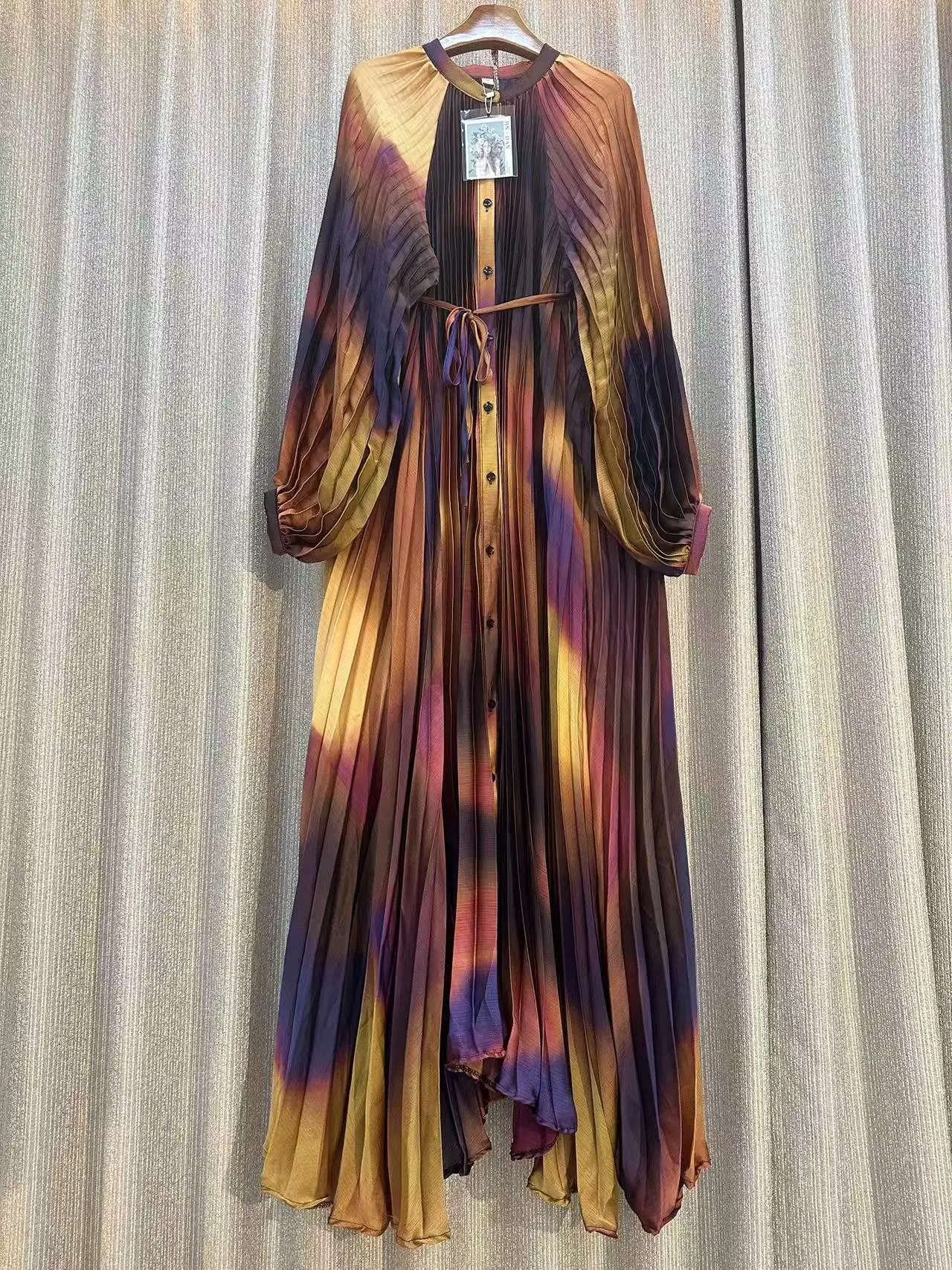 New Autumn Light Mature Style Elegant Maxi Dress For Women Retro Temperament Lantern Sleeve Casual Party A-Line Printed Dress