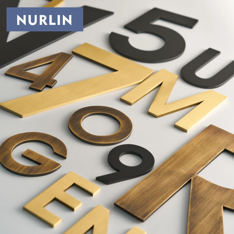 Nurlin Solid Brass Multiple Sizes Digital Courtyard Outdoor Doors Signage of the House Hassle Free Installation Old Bronze Color - view 4