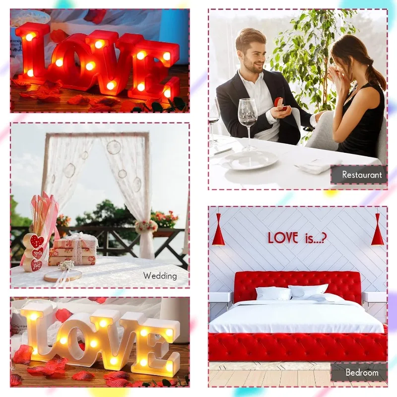Romantic LED Love Symbol Glowing Sign for Valentines Day Wedding Table  Party Decoration Anniversary Celebration Event Lighting
