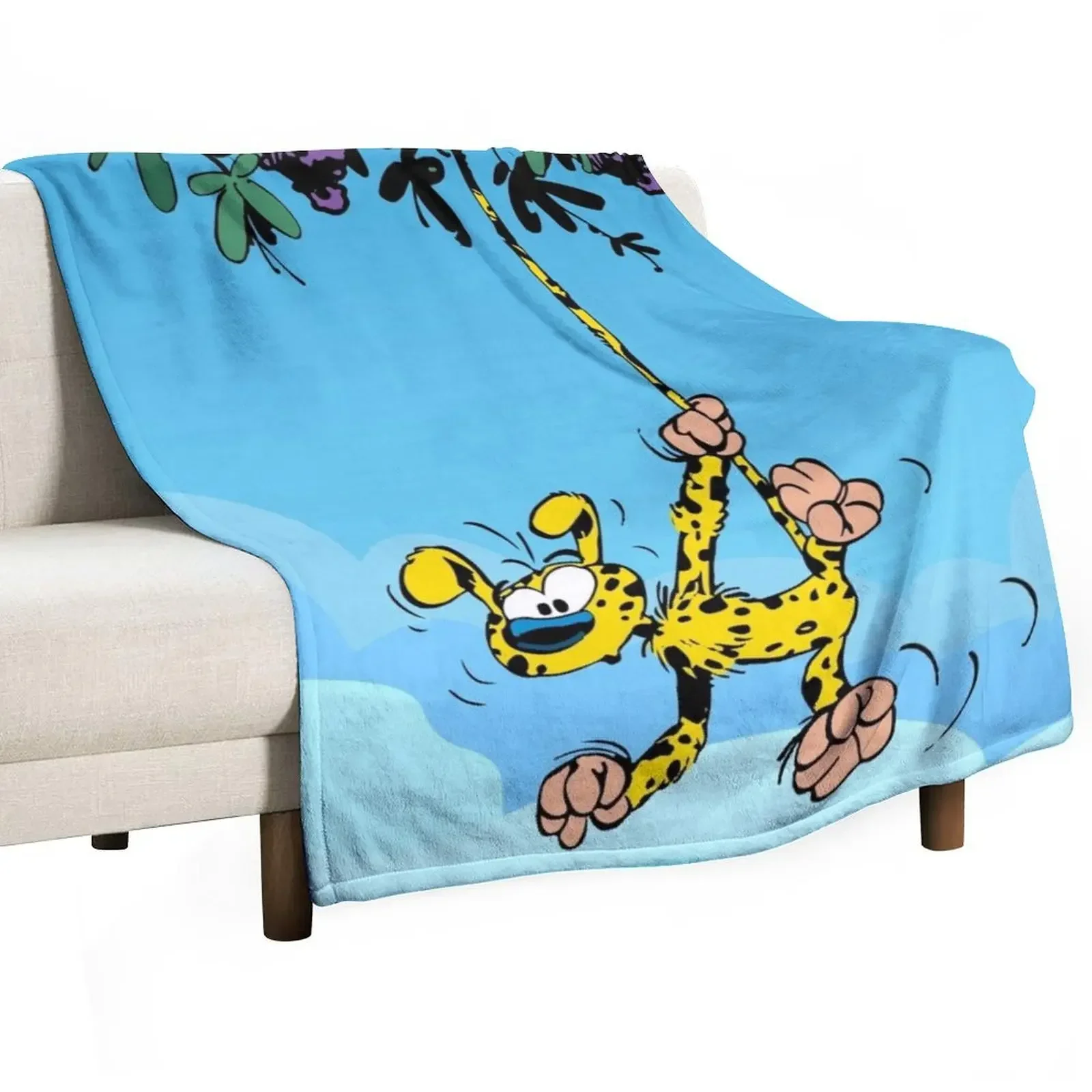 

Marsupilami hanging on tail in the sky Throw Blanket Soft Solid Color Blanket for Couch Bed