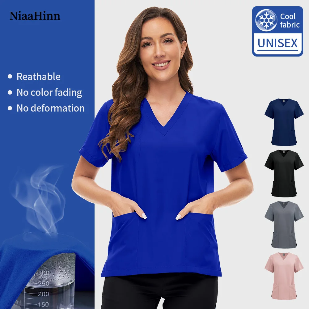 

Niaahinn рабочая одежда для ухода за домашними животными, топы, больничная операционная, костюм доктора, блузка для женщин, однотонная униформа для кормления