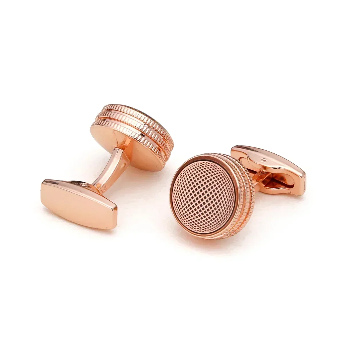 Men\'s Cufflinks New Round Rose Gold Color Casual French Cuff Links Fashion Wedding Banquet Birthday Gifts