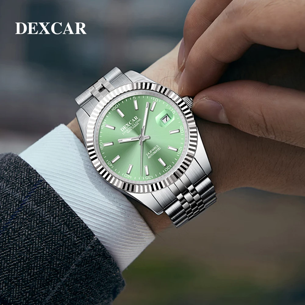 Dexcar relógios masculinos marca superior de luxo relógio de pulso mecânico relógio automático para homem ar safira à prova dwaterproof água reloj