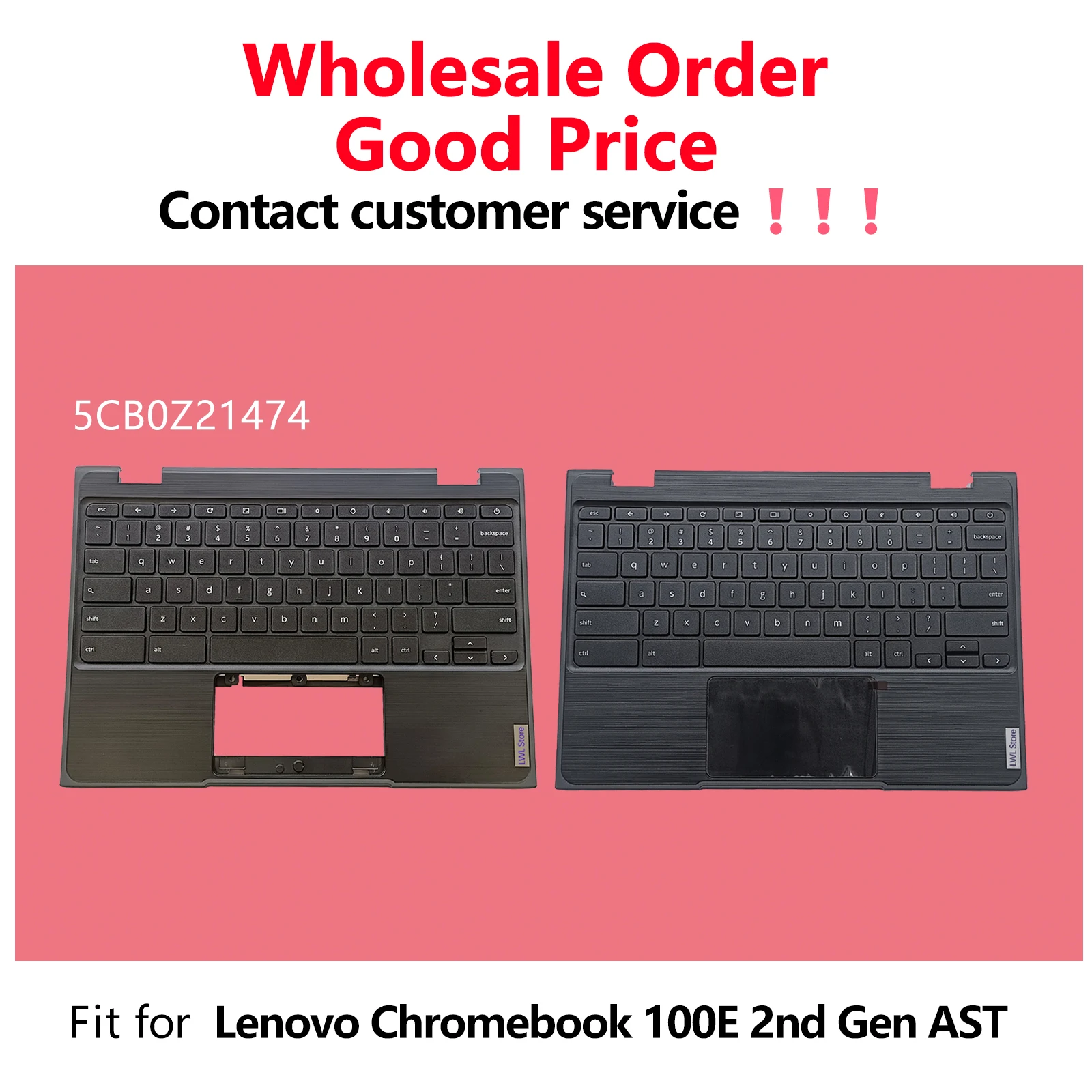 Laptop Upper Case Palmrest Keyboard Assembly Part for new Lenovo Chromebook 100E 2th AST 5CB0Z21474 Black