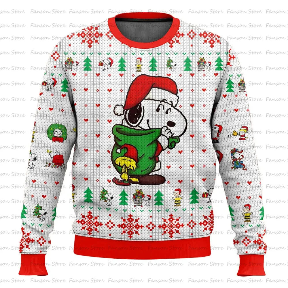 Charlie Brown And Snoopy Ugly Christmas Sweater Cartoon Anime Men Women Pullover Tops 2025 New Fashion Sweatshirt Hoodie