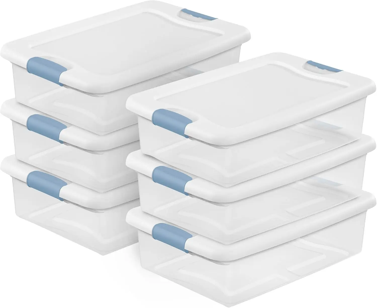 Latching Box with Lids for Home and Office, 32 Quart, 6-Pack