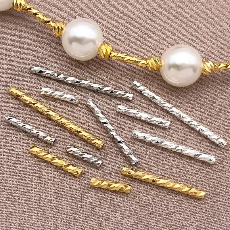 50pcs  Copper Plated True Golden Thick Silvery Platinum Batch Flower Connection Tube, DIY Bracelet Jewelry Making Accessories