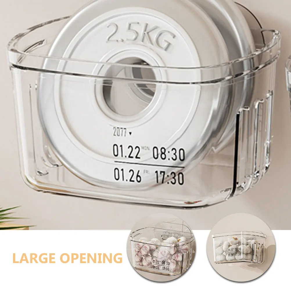 

2Pcs Ginger Garlic Storage Basket Transparent Kitchen Wall Hanging Organizer Vegetable Baskets Space Saver Durability Storage