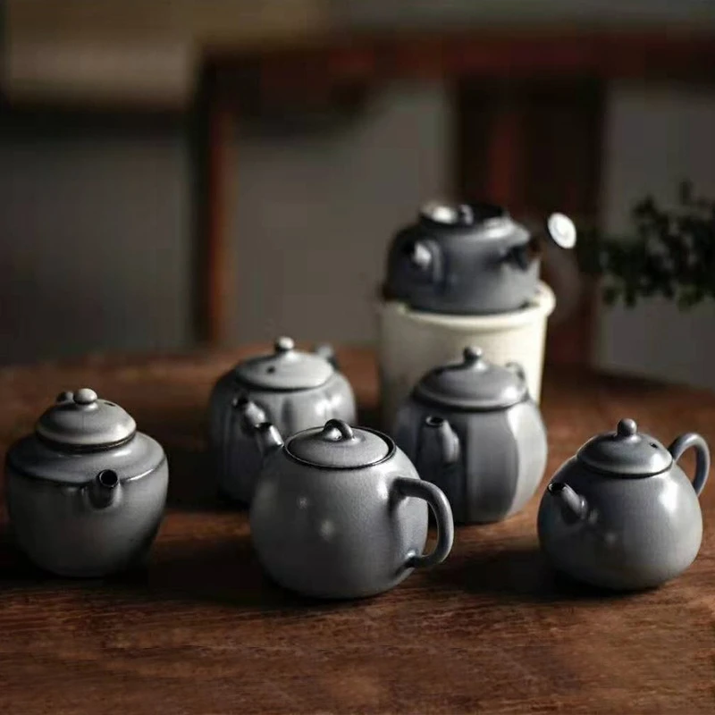 Old rock mud soda glaze open-piece ceramic pot, household small teapot
