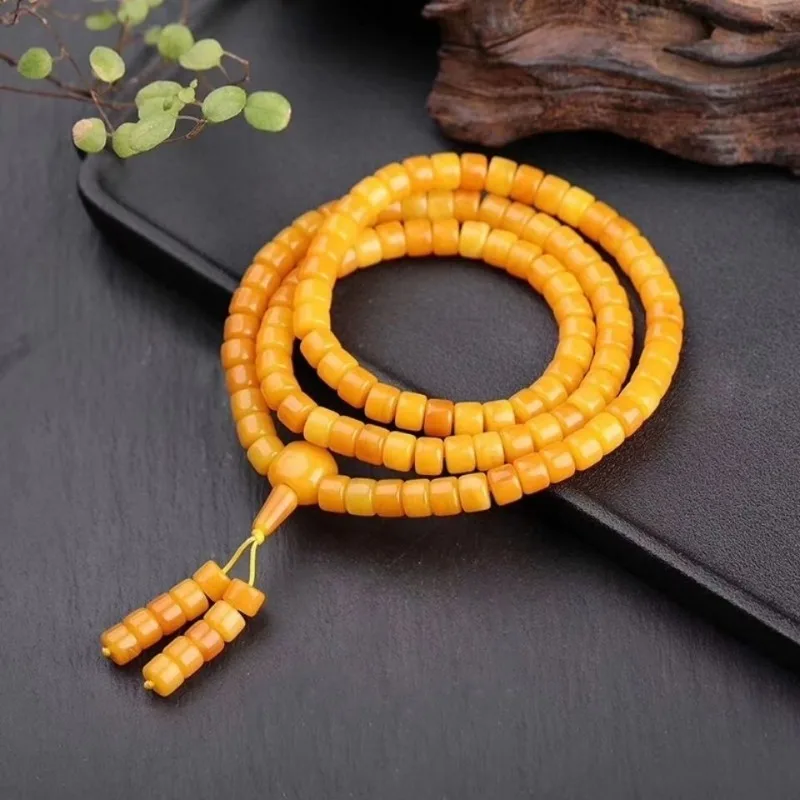 

Beeswax 108 Bucket Beads, Bracelet, Men's Amber Bracelet, Women's Jewelry.