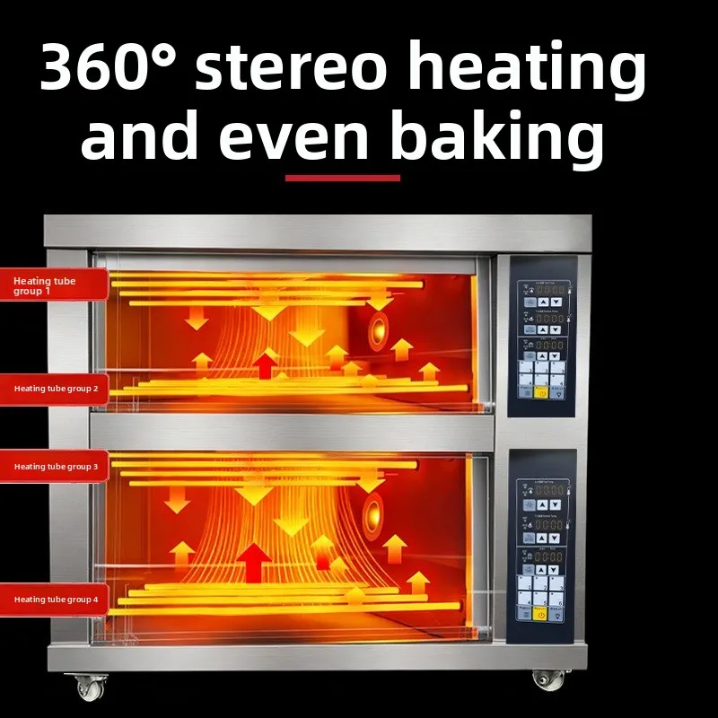 Commercial Gas Oven, Large Capacity 2 Deck LPG Baking Oven for Bakery Pizza Bread Cake Making