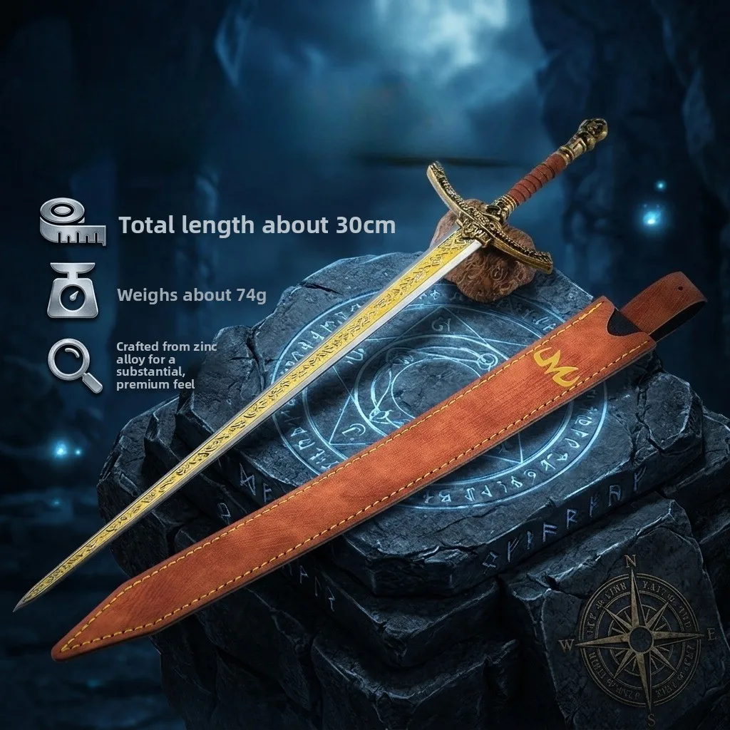 Game Eldenn Peripherals 30cm Rellana's Twin Blades 3D Carving Metal Craft Model with Sheath Collectible Desk Ornamnets Toy Knife - view 2