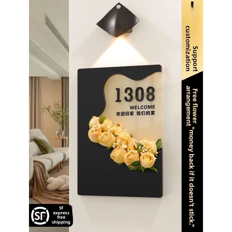 decoration, room number, door hanging, rental room, Internet celebrity creativity, personality, cream style, luminous listing