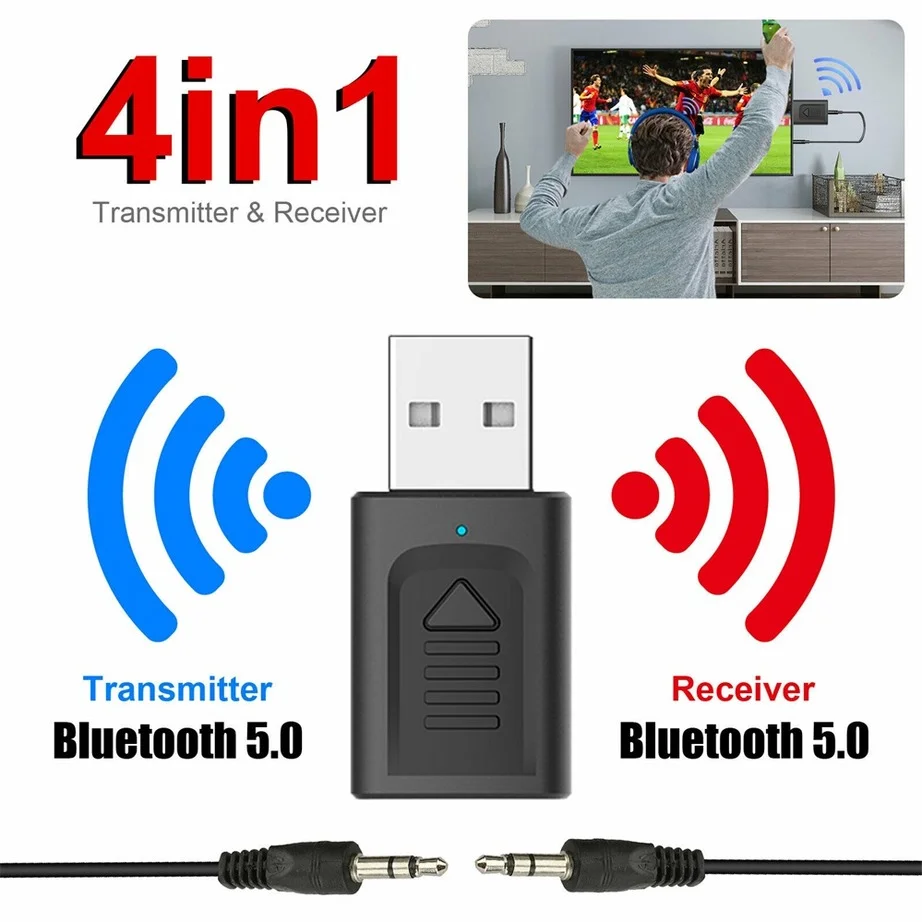 YIGETOHDE Bluetooth 5.0 Transmitter Receiver 4 in 1 3 in 1 2 in 1 Adapter Dongle 3.5Mm AUX For TV PC Headphones Home Stereo Car
