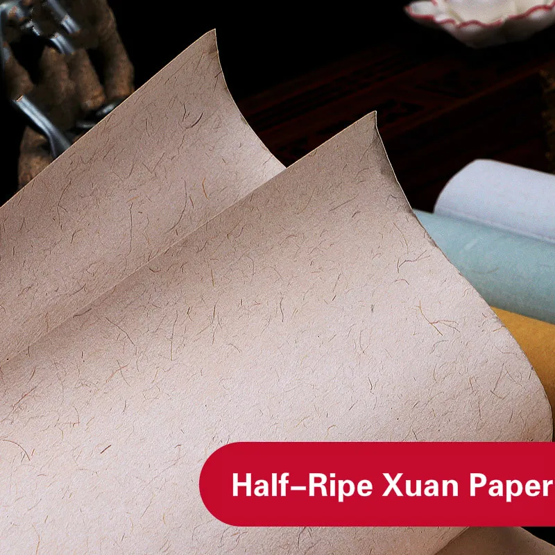 Chinese Calligraphy Works Paper Batik Retro Half-Ripe Xuan Paper Painting Creation Papier Papel Arroz Plant Fiber Mulberry Paper