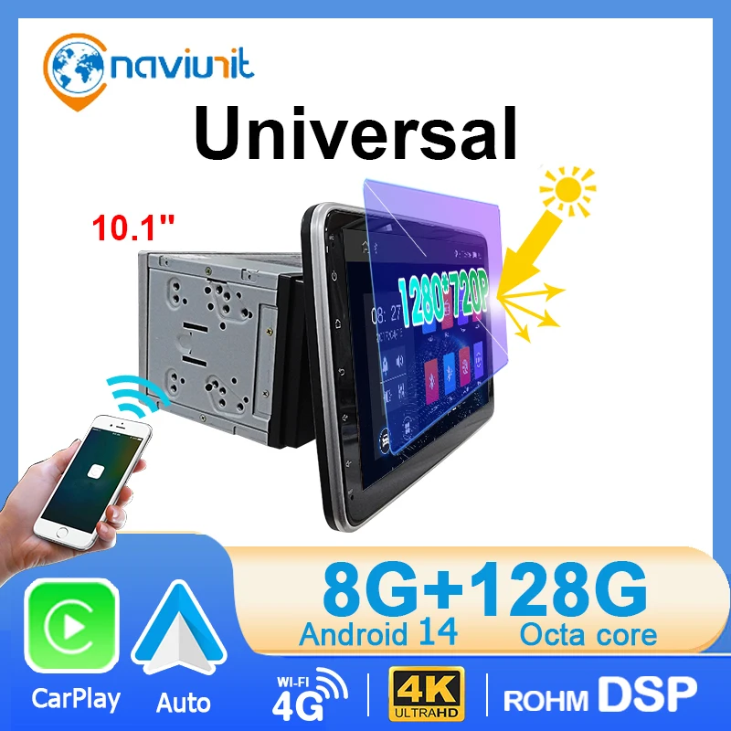 Autoradio Android 14 2 din stéréo Autoradio sans fil Carplay Andriod Auto universel WIFI 4G LTE GPS lecteur multimédia Audio de voiture
