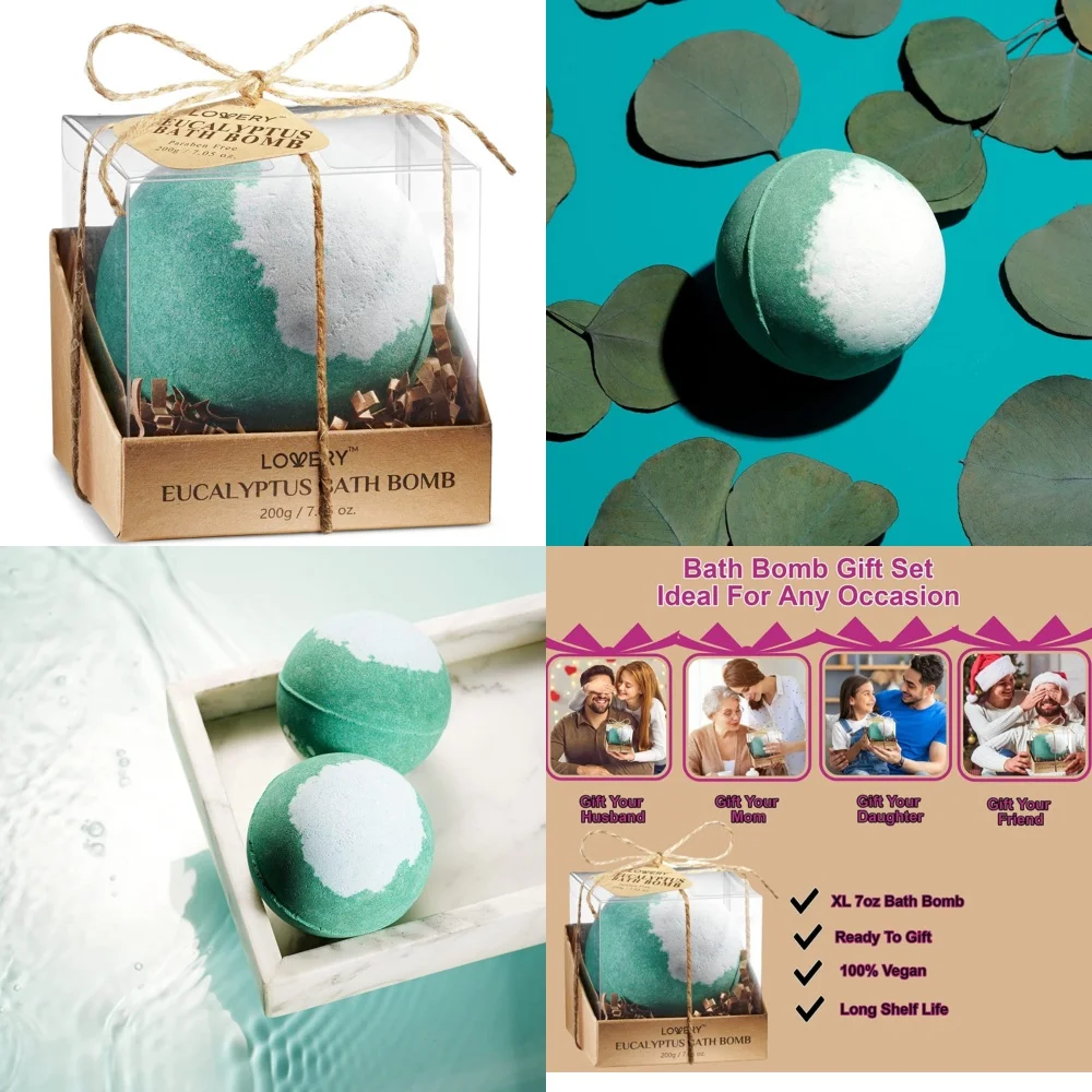 

Bath BallNatural Aromatherapy Bath Bombs Handmade Eucalyptus Shower Steamers Relaxing Spa Bath Fizzies for Stress Relief and