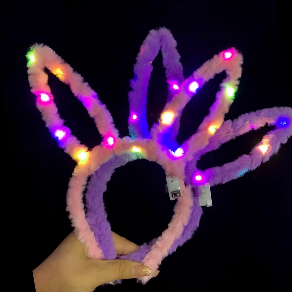 Rabbit Ears Hair Accessories, Colorful Lights, Concert, Luminous Headdress, Night Market Stall, Halloween