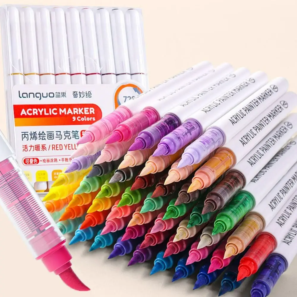 High-quality 9-Colors Straight Liquid Acrylic Marker Pen Students Drawing Painting Graffiti Colour Pen Art Watercolor Pen