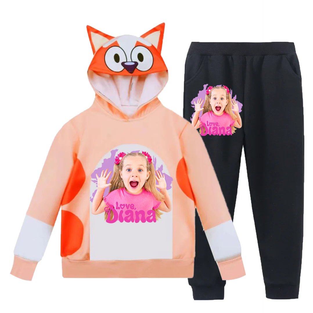 Diana and Roma Clothing Set Spring Girls Cartoon Hoodies Suits Long Sleeve Streetwear+Casual Pants 2pcs Kids Wish Asha Clothes