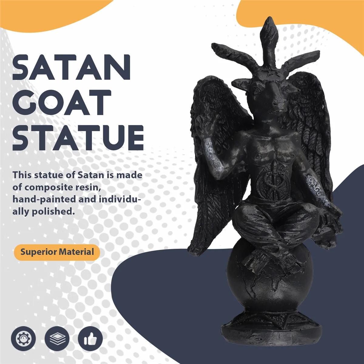 Украшения из смолы, сатанический идол, скульптура Бафомета, медитация, волшебное крыло, статуя козла, изделия из смолы, религиозные украшения