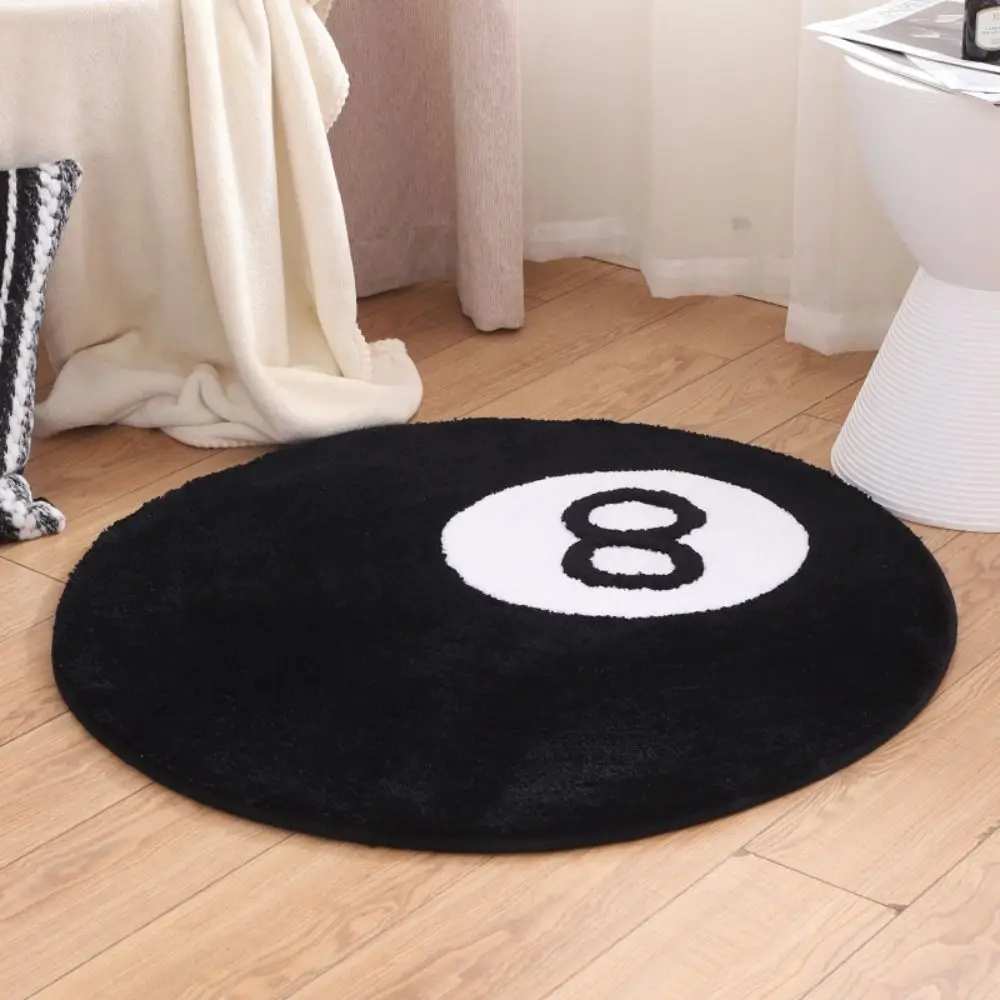 Plush 8 Ball Rug Creative Anti-slip Round 8 Ball Carpet Skin Friendly Soft 8 Ball Mat Hoom Decor