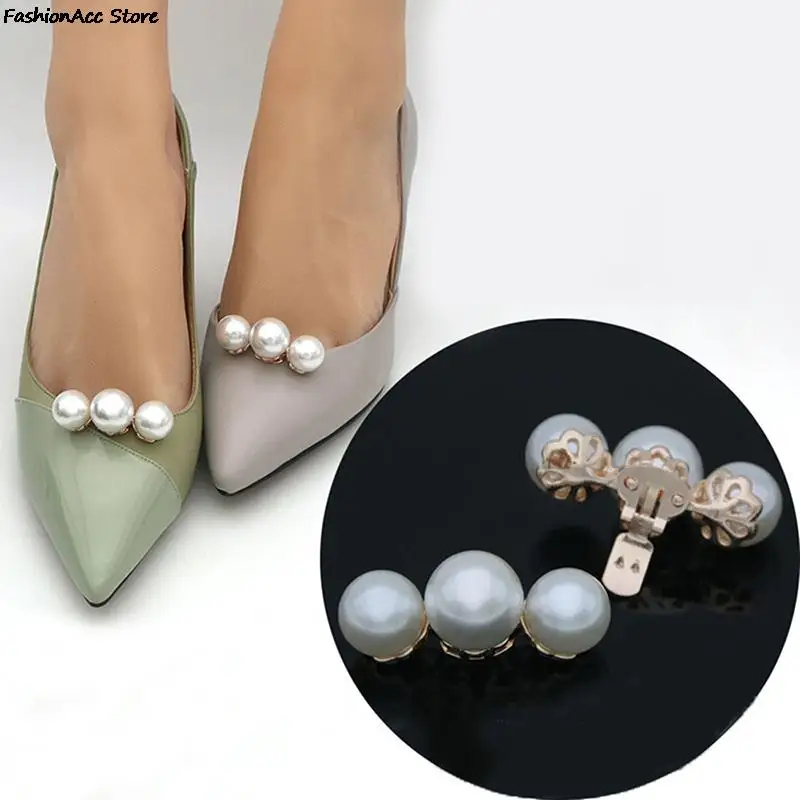 1Pc Lady Shoe Pearl Clip Decorative Clips Wedding Women Bride High Heel Removable Charm Buckle Clamp Shoe Decorations