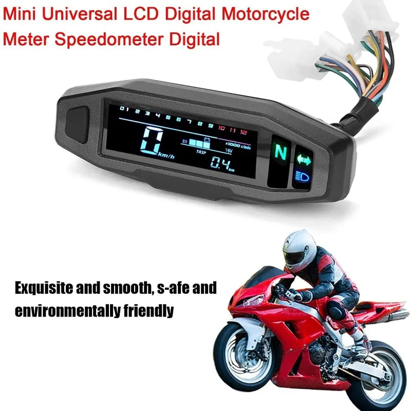 Waterproof Clear LCD Display Universal Motorcycle Digital Speedometer Panel For ATV, Pit Bike, Moped-Easy Installation