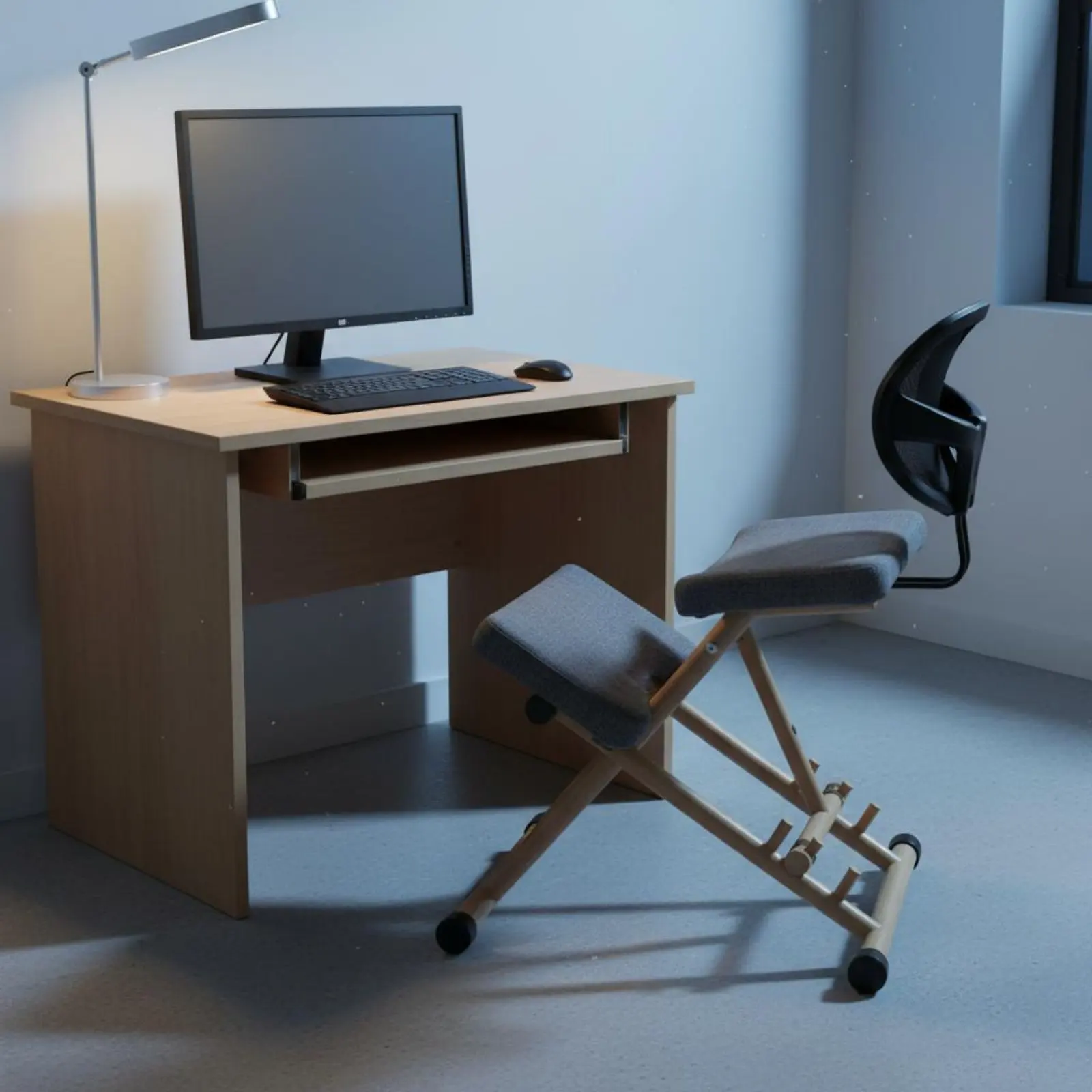 Ergonomic Kneeling Chair Thick Padded Padding Adjustable Posture Correction Stool Wooden Kneeling Desk Chair for Children