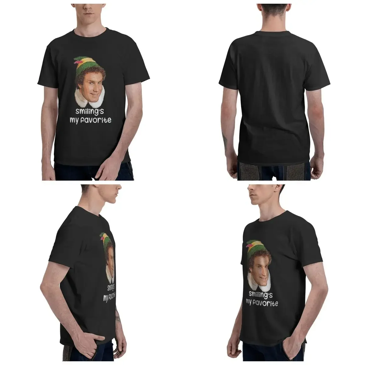 Smiling's My Favorite Buddy The Elf Movie Will Ferrell 100% Cotton T-Shirt Men'sFashion T Shirts Men Crew Neck Short Sleeve