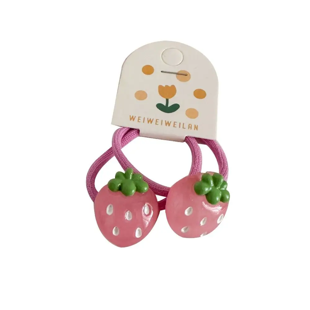 Korean Style Hair Clip Children Hair Scrunchies Strawberry Peach Kids Ponytail Holder Candy Color Hairpin Fruit Hair Rope