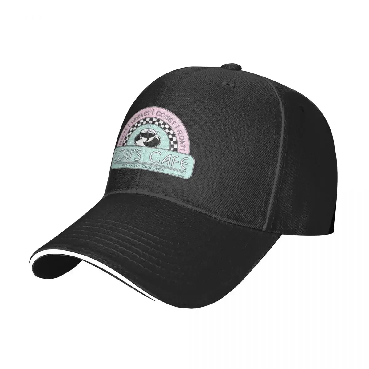 Lou's Café, Hill Valley. On White. Back To The Future Movie Baseball Cap Hat Man For The Sun Beach Beach Outing Boy Women's