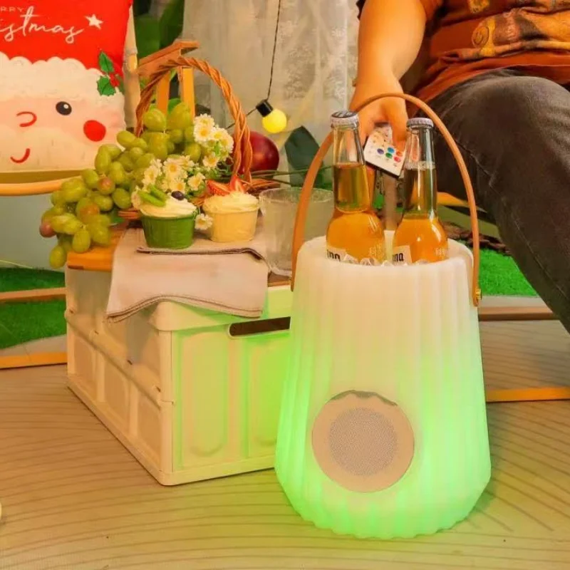 Bluetooth speaker ice bucket/flowerpot convenient charging ultra long battery life remote control color change suitable for bars