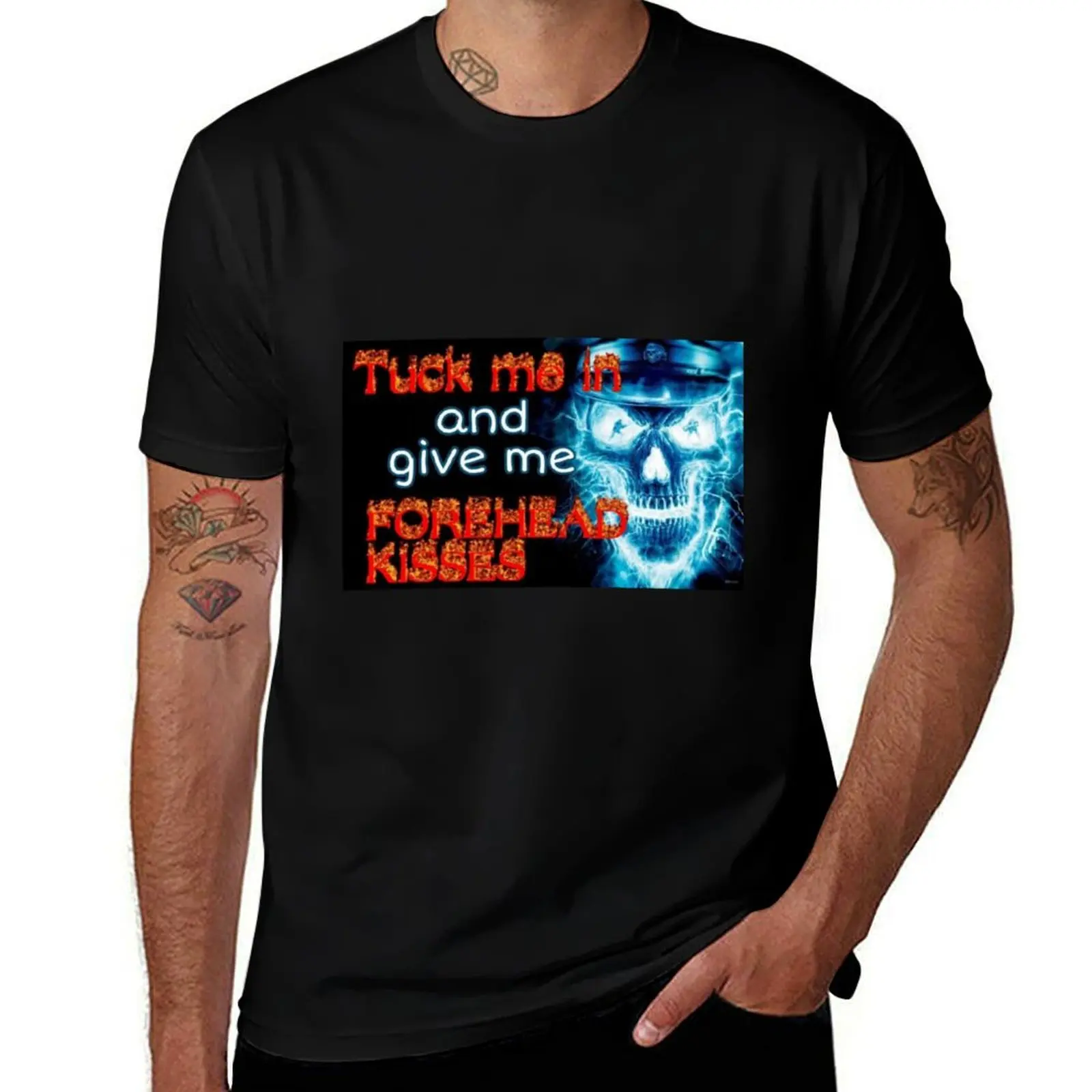 tuck me in and give me forehead kisses T-Shirt Minimalist Graphic Tee Shirt
