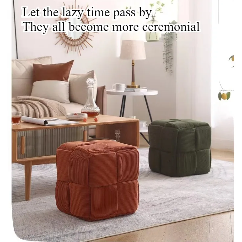 Small stool household tea machine Small square stool Separate sofa stool Foot pedal seat pier shoe changing stool Solid wood - view 5