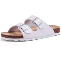 Crestar Women's Fashion Leather Sandals Classic Cork Footbed Clogs Slippers Beach Slides With Double Buckle Unisex Brand Sandals