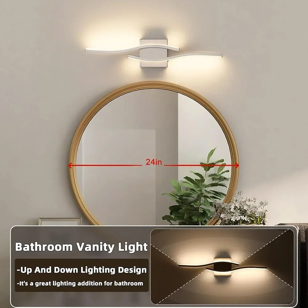 عكس الضوء 5CCT LED الحمام الغرور ضوء نحى النيكل تركيبات الحديثة فوق مرآة سهلة التركيب توفير الطاقة