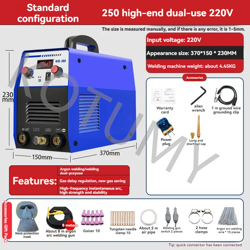 Dual Purpose WS-250 Small Argon Arc Welding Machine Portable Welding Machine 220V Industrial Machine