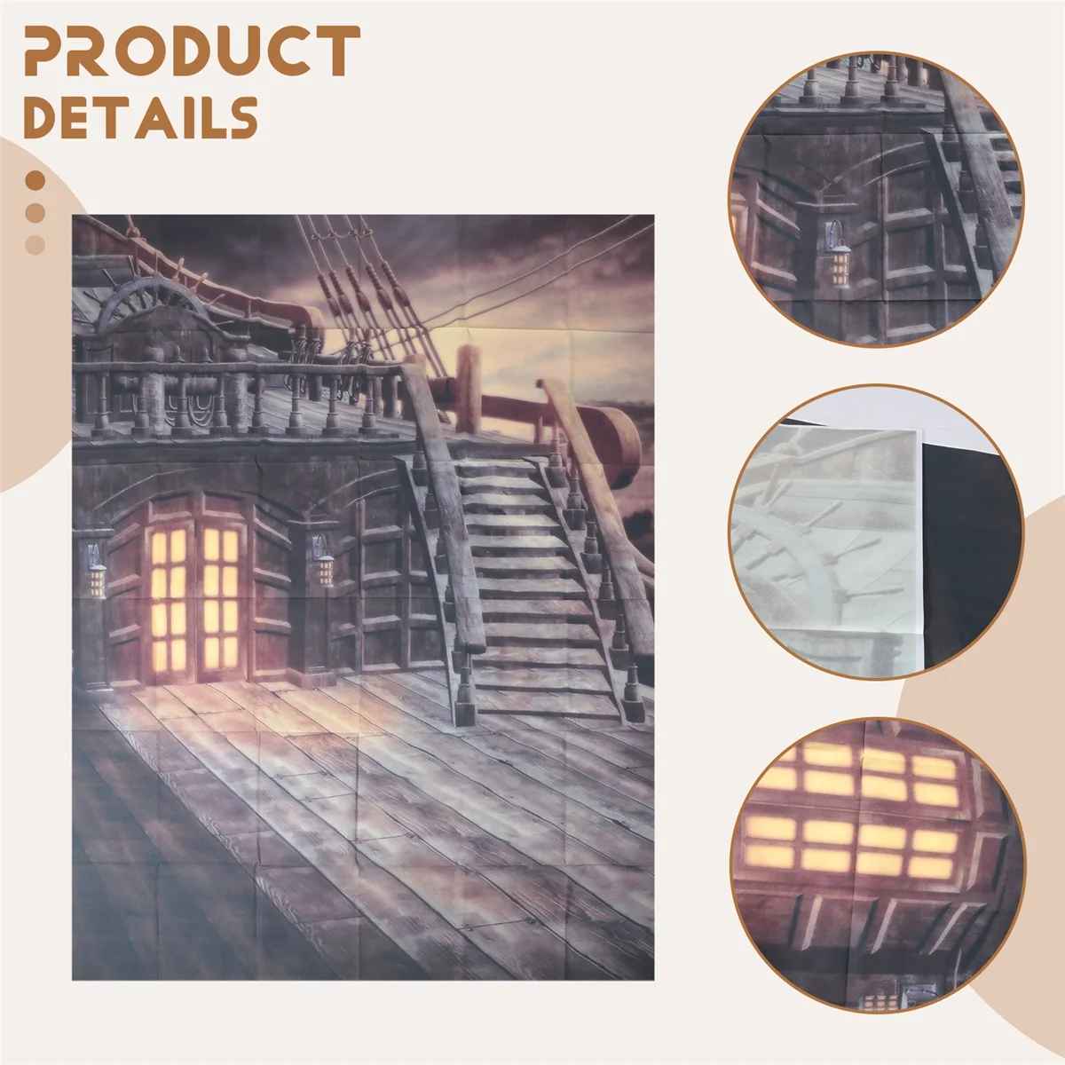 

TCE 5x7FT Vinyl Studio Photography Backdrop Retro Pirate Ship Photo Background