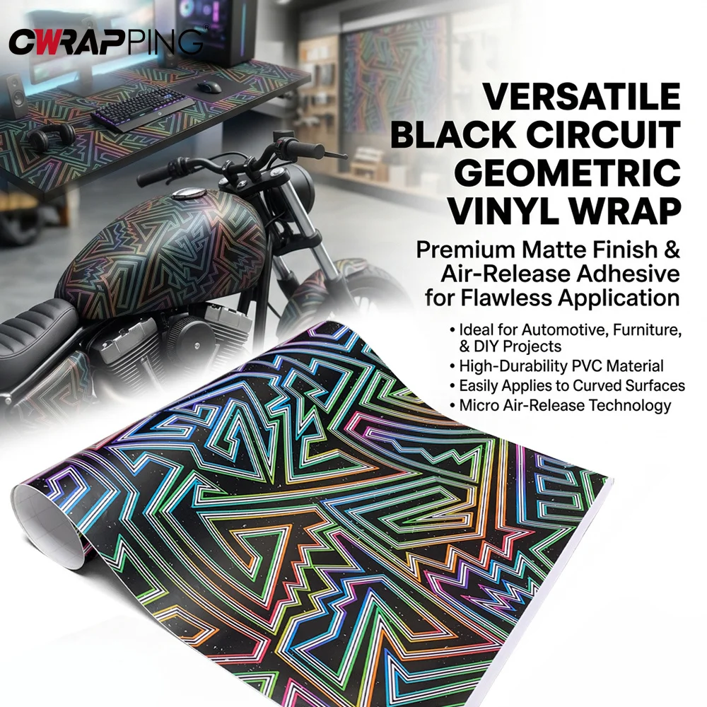 Sticker for Car Wrapping Film Air-release Vinyl Wrap for Car Wraps Stickers Films Waterproof Black Geometry Anti-Scratch Decals